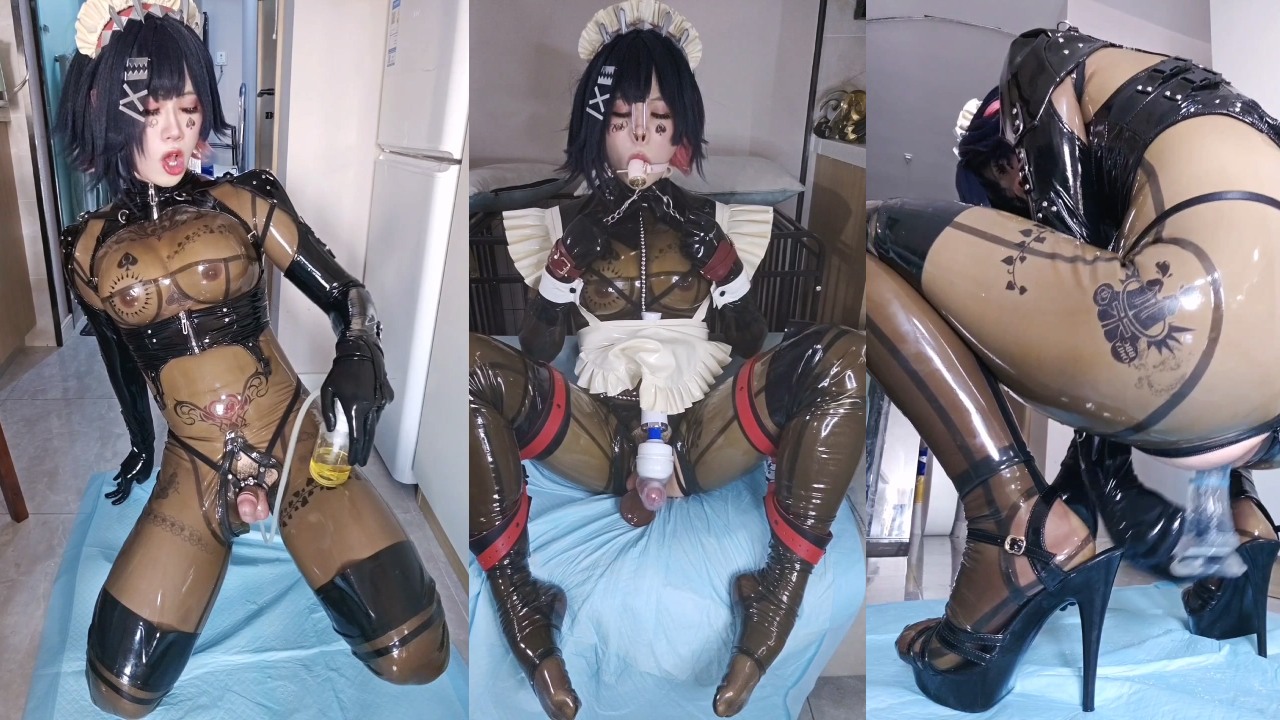 胶衣伪娘 互相自慰 关在小笼子疯狂自慰